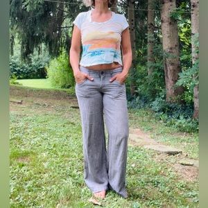 Anthropologie Pilcro and the Letterpress Linen wide-leg pants size 6